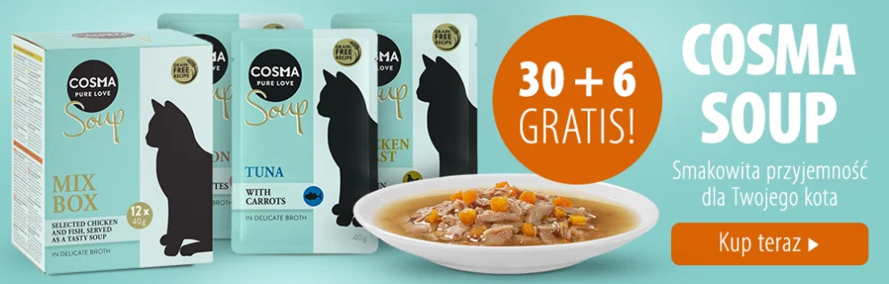 Cosma soup, smakowita przyjemność dla Twojego kota 30 + 6 gratis