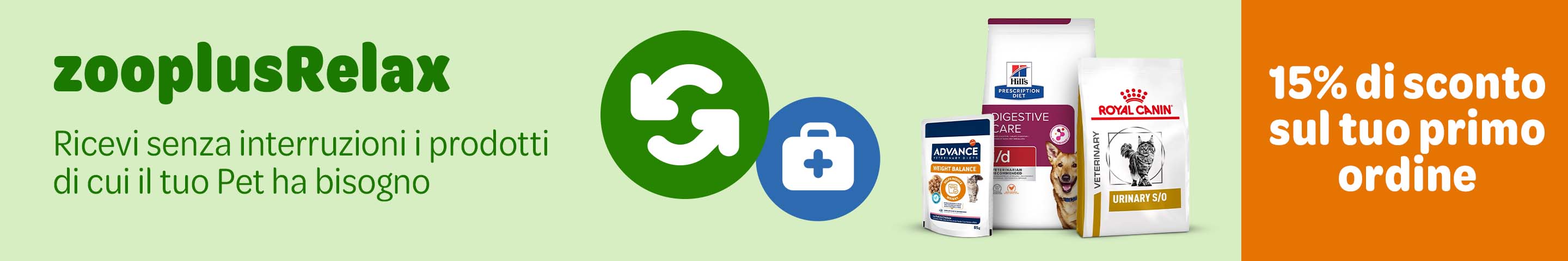15% di sconto sul tuo primo ordine con zooplus Relax.