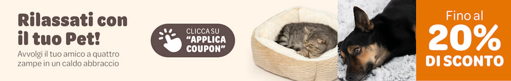 Fino al 20% di sconto su accessori caldi per cani e gatti.