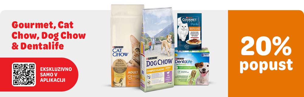Gourmet, Dog Chow, cat Chow in Dentalife 20% popust samo v aplikaciji
