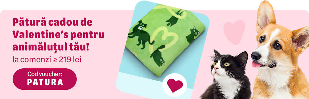 Pătură cadou de Valentines pentru animăluțul tău! la comenzi ≥ 219 lei. Cod voucher: PATURA