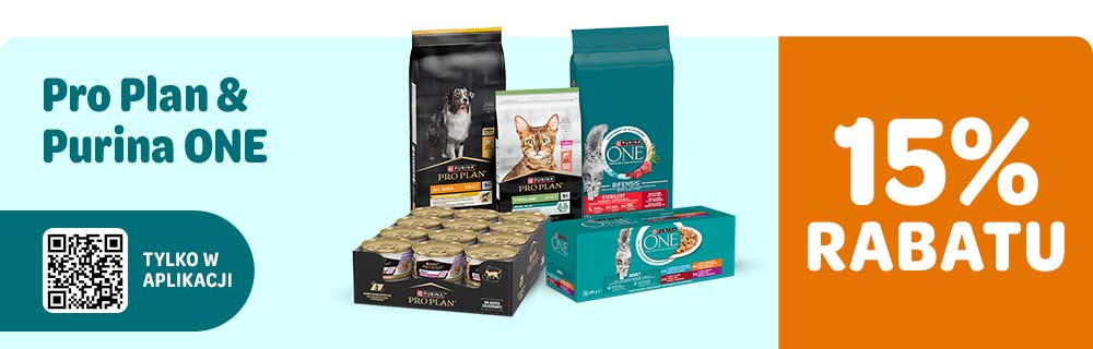 15% znizki na Purina Pro Plan oraz Purina ONE dla psa i kota, tylko w aplikacji!