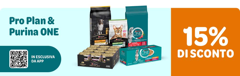 15% di sconto su PRO PLAN® e PURINA ONE® solo su App