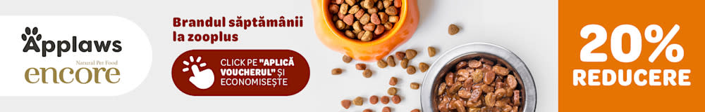Brandul săptămânii la zooplus. Applaws & Encore. 20% reducere. Click pe Aplică voucherul și economisește.