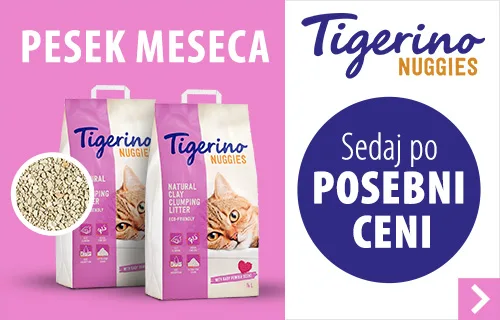 Pesek meseca: Tigerino Nuggies pesek za mačke 2 x 14 l po posebni ceni!