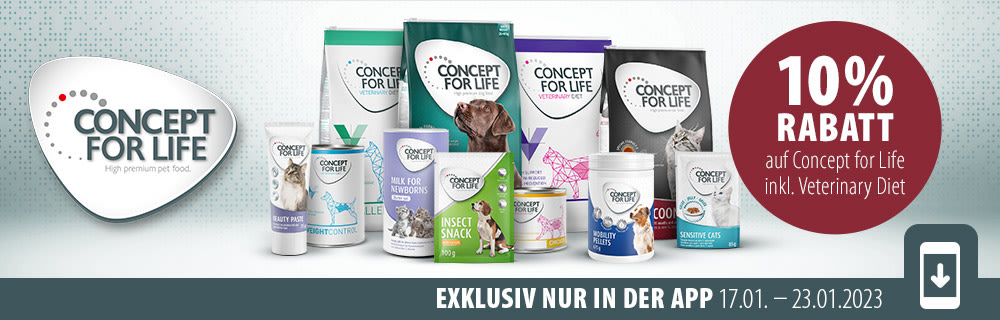 Jetzt 10% Rabatt auf Concept for Life und Concept for Life Veterinary Diet in der zooplus App!