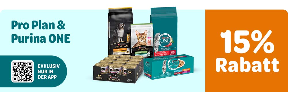 Exklusiv nur in der App: 15% Rabatt auf Pro Plan & Purina ONE 