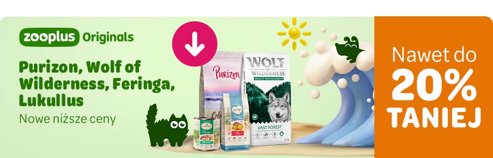 zooplus Originals  Purizon, Wolf of Wilderness, Feringa, Lukullus w nowych niższych cenach.  Nawet do 20% TANIEJ