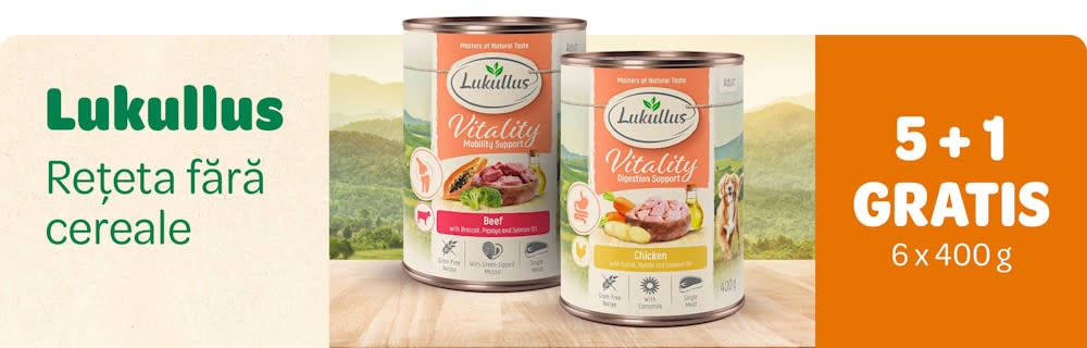 5 + 1 gratis 6x400 g Lukullus rețeta fără cereale