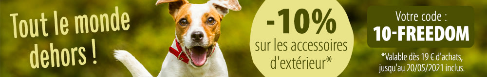 Bénéficiez de 10 % de remise sur les accessoires d'extérieur pour chat et chien