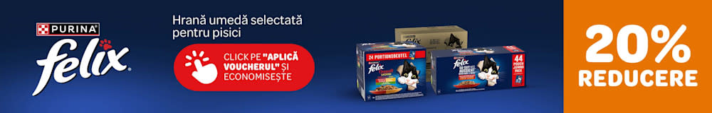 Felix, hrană umedă selectată pentru pisici. 20% reducere. Click pe "Aplică voucherul și economisește"