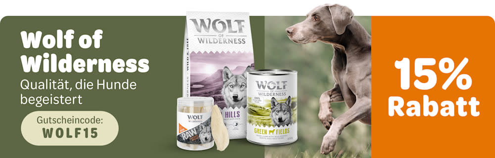 Qualität, die Hund begeistert Gutscheincode: WOLF15 15% Rabatt