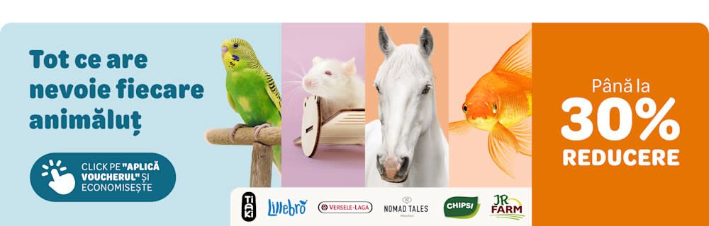 Tot ce are nevoie fiecare animăluț. Până la 30% reducere. Click pe "Aplică voucherul și economisește"