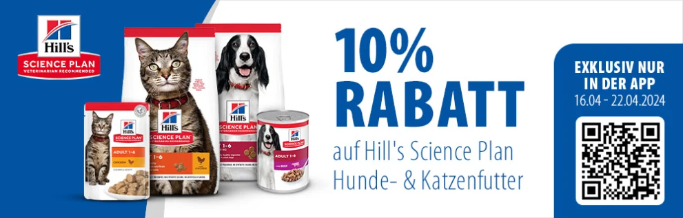 10% Rabatt auf Hill's Science Plan in der zooplus App