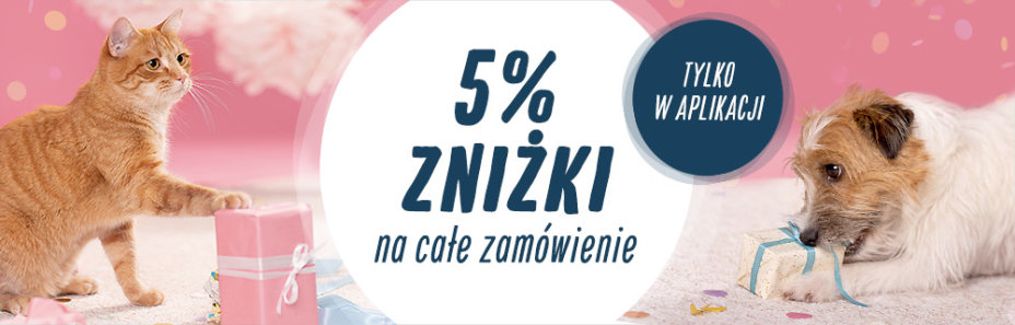 5% zniżki* na całe zamówienie przy zakupie przez aplikację zooplus