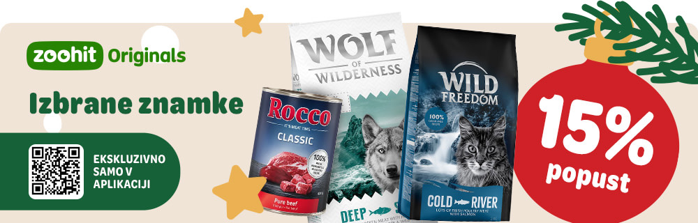 15% popust na izbrane znamke zoohit Originals, samo v aplikaciji!
