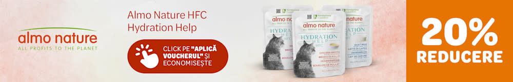20% reducere la produsele Almo Nature Almo Nature HFC Hydration Help. Click pe "aplică voucherul și economisește".