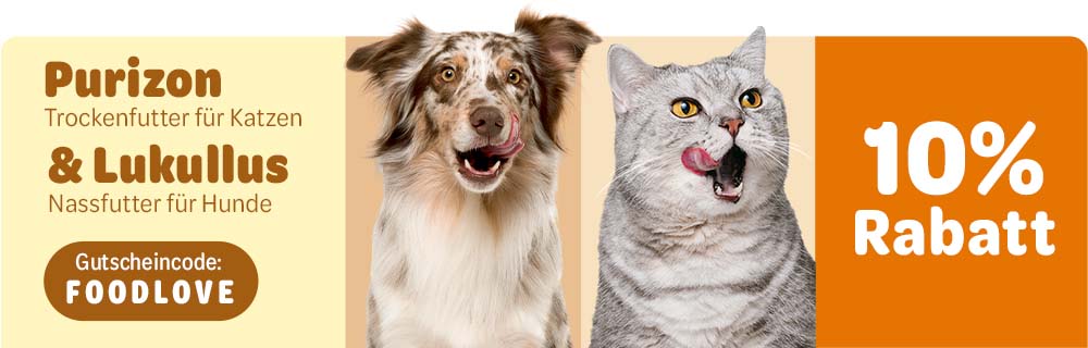 10% Rabatt auf Purizon Trockenfutter für Katzen und Lukullus Nassfutter für Hunde