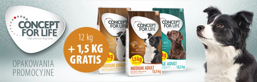 12 + 1,5 kg gratis! 13,5 kg Concept for Life dla psów