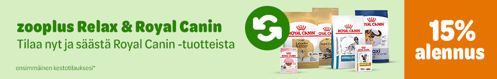 15% alennus, zooplys Relax & Royal Canin, tilaa nyt ja säästä Royal Canin -tuotteista. Ensimmäinen kestotilauksesi*