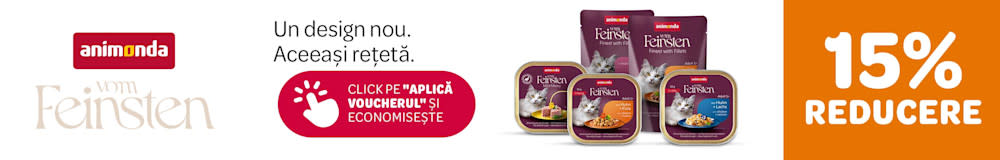 animonda Vom Feinsten. Un design nou, aceeași rețetă. 15% reducere. Click pe "Aplică voucherul și economisește."