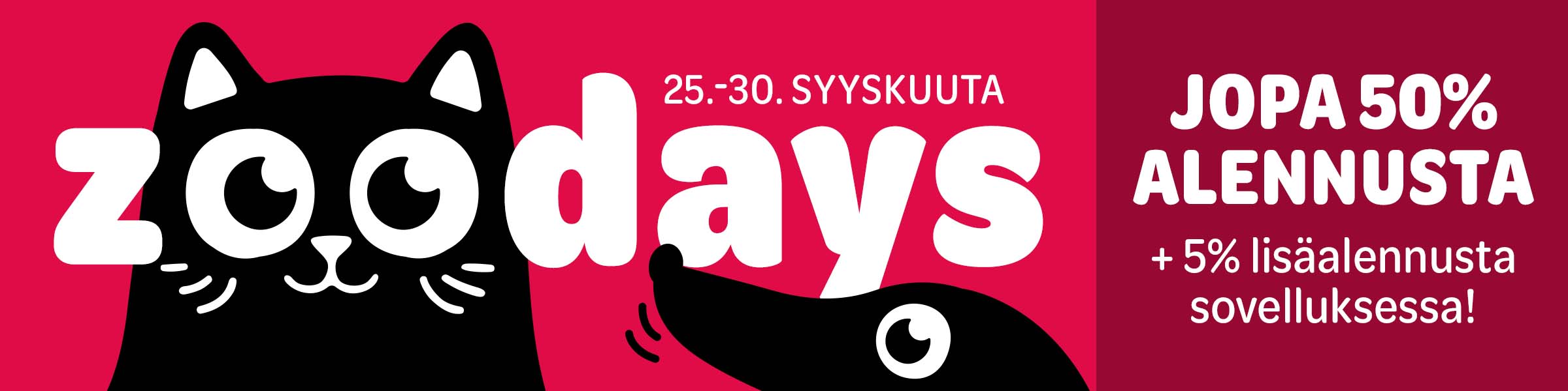 zoodays - jopa 50% alennusta + 5% lisäalennusta sovelluksessa