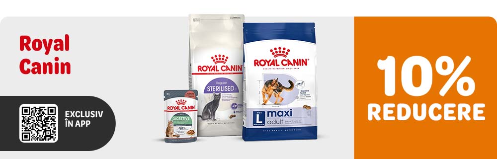 10% reducere la toate produsele* Royal Canin. Exclusiv în APP!