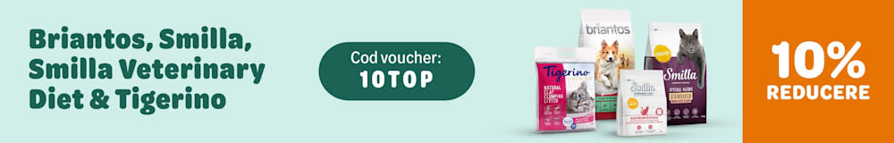 10% reducere la brandurile Smilla, Smilla Veterinary Diet, Briantos și Tigerino. Cod voucher: 10TOP