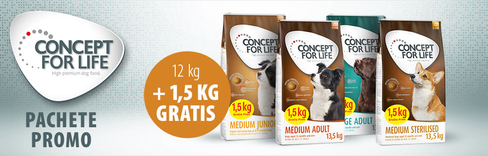 12 + 1,5 kg gratis! 13,5 kg Concept for Life Hrană câini