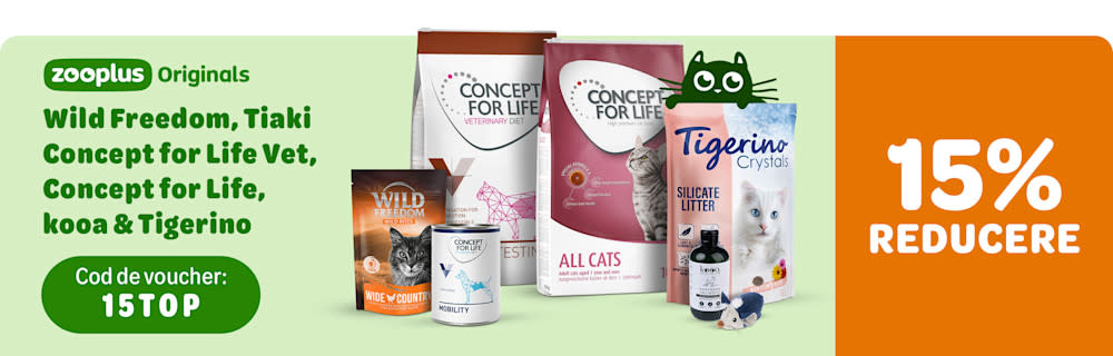 zooplus Originals - 15% reducere la Wild Freedom, Concept for Life, Concept for Life VET, Tiaki, kooa & Tigerino. Cod voucher: 15TOP