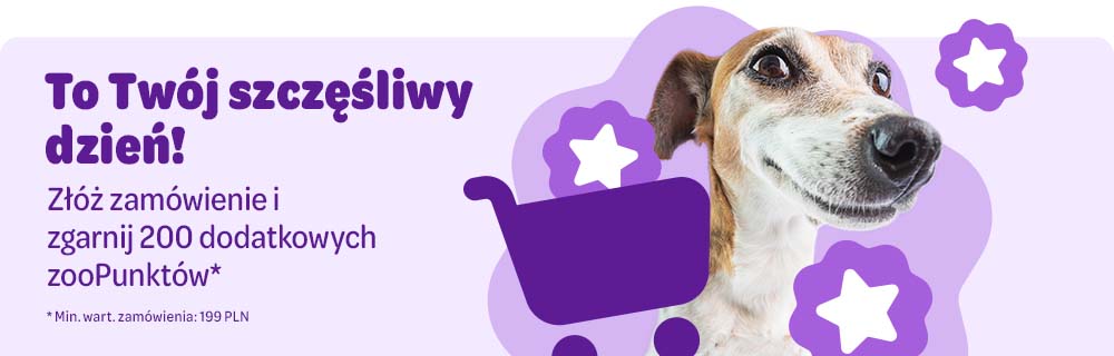 To Twój szczęśliwy dzień! Złóż zamówienie i zgarnij 200 dodatkowych zooPunktów*.*Min. wart. zamówienia: 199 PLN.