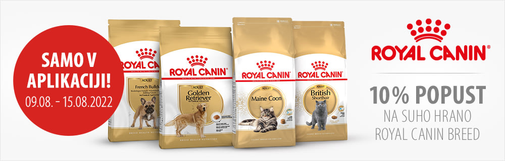 10% popust na suho hrano Royal Canin Breed v mobilni aplikaciji