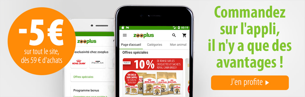 - 5 € pour toute commande sur l'Appli Mobile