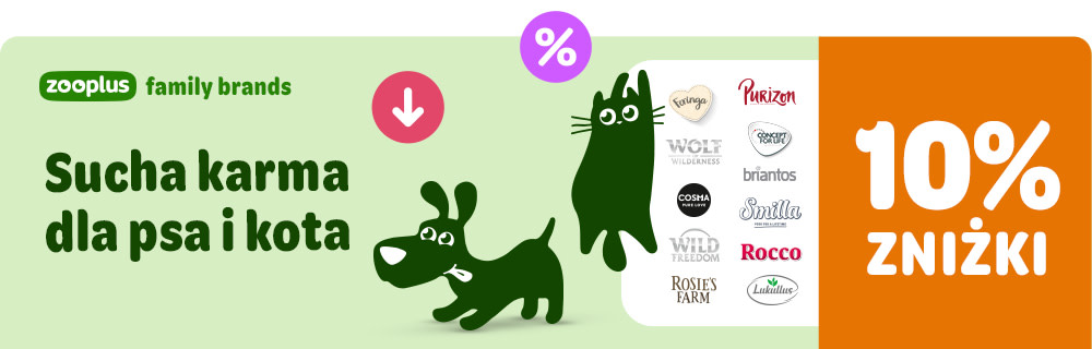 10% zniżki na suchą karmę dla psa i kota, zooplus family brands
