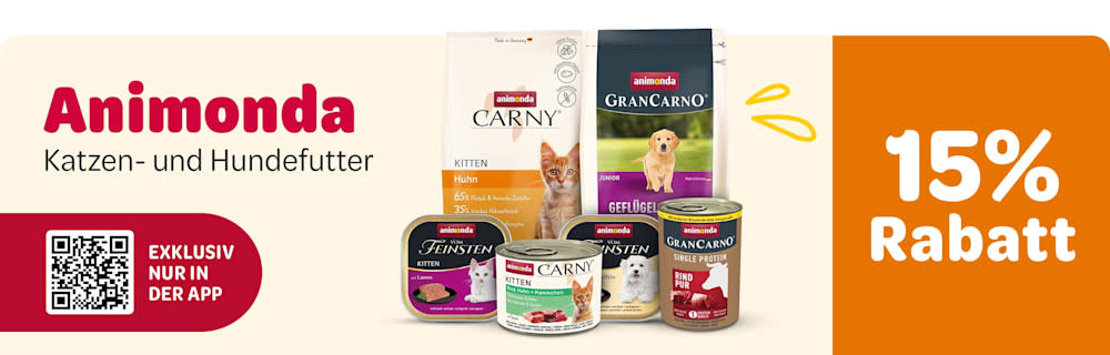 Exclusiv in der App: 15% Rabatt auf Katzen- und Hundefutter von animonda