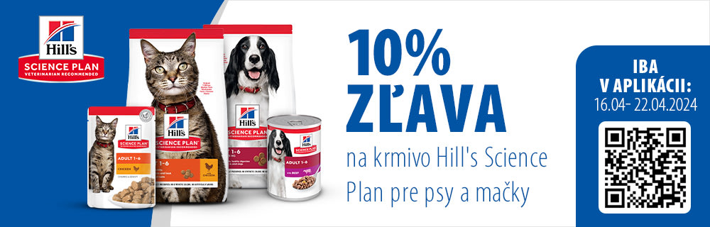 10% zľava na granuly a konzervy Hill's Science Plan