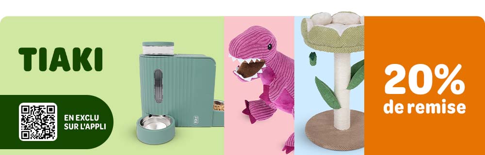 20 % de remise sur tout TIAKI sur l'appli zooplus