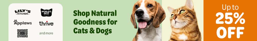 Shop natural goodness for cat's and dogs - Up to 25% off