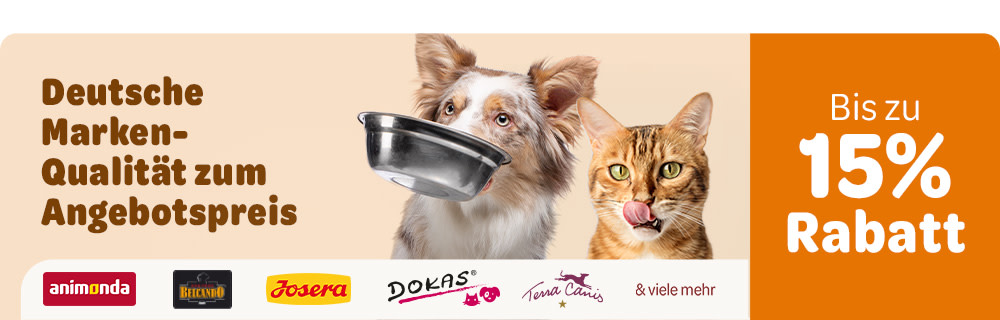 Deutsche Markenqualität zum Angebotspreis - Josera, Terra Canis, Cats Best, Animonda,  Belcando- Bis zu 15% Rabatt