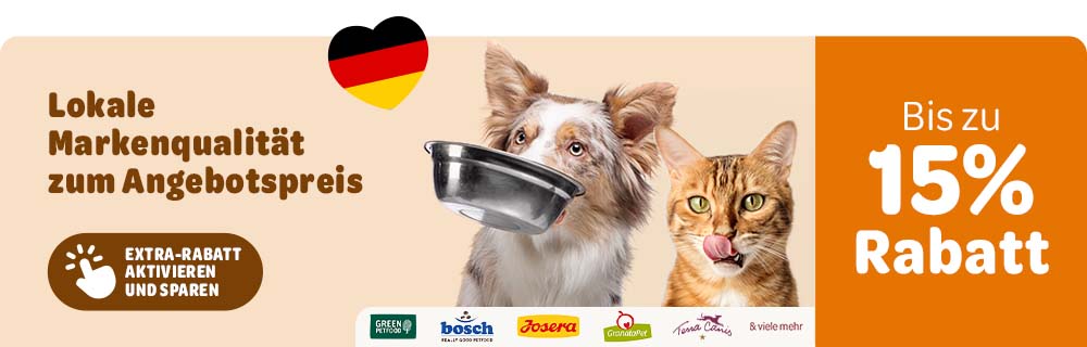 Deutsche Markenqualität zum Angebotspreis - Josera, Terra Canis, Cats Best, Animonda,  Belcando- Bis zu 15% Rabatt