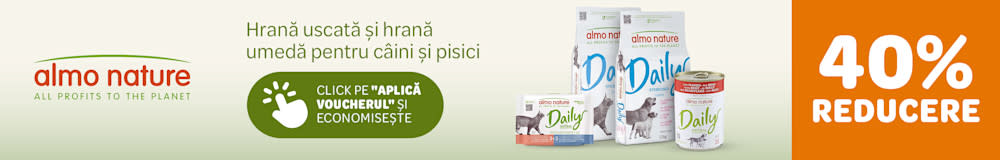 40% reducere la hrana uscată și hrana umedă pentru câini și pisici Almo Nature Daily. Click pe "aplică voucherul și economisește".