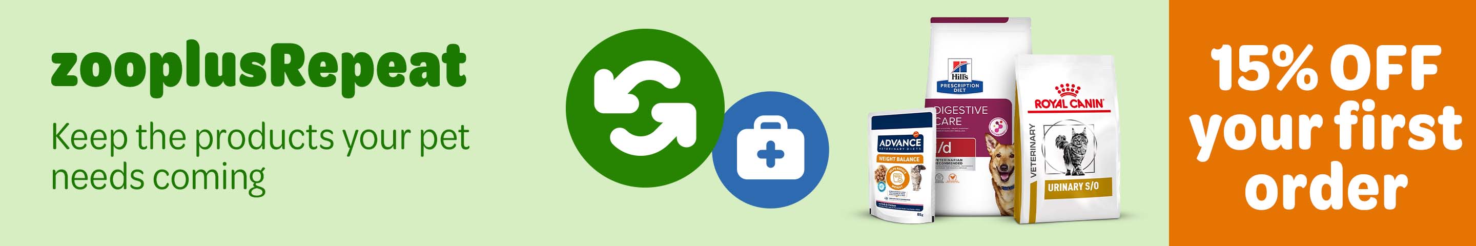 15% off your first zooplus Repeat order