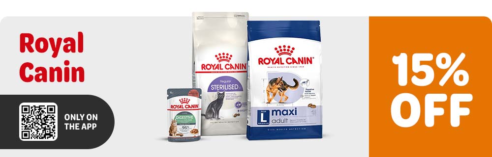 15% off Royal Canin: only on the app