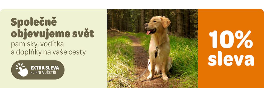 Společně objevujeme svět. Pamlsky, vodítka a odplňky na vaše cesty. Extra sleva, klikni a ušetři. 10% sleva!
