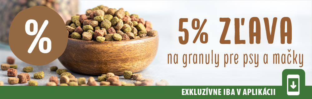 5% ZĽAVA na granuly v aplikácii