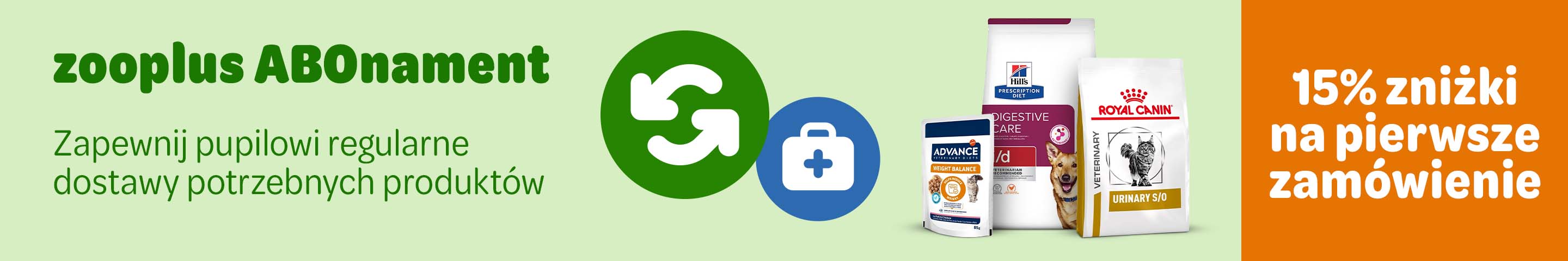 zooplus ABOnament: zapewnij pupilowi regularne dostawy potrzebnych produktów. 15% zniżki na pierwsze zamówienie.