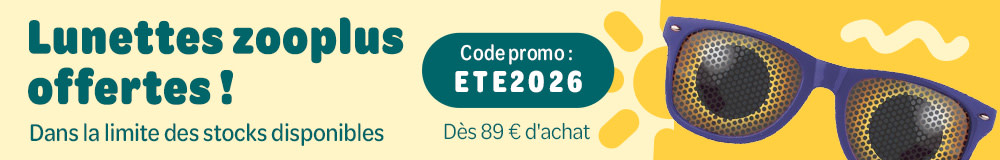 Lunettes zooplus offertes ! Dans la limite des stocks disponibles Code promo : ETE2026 Dès 89 € d'achat