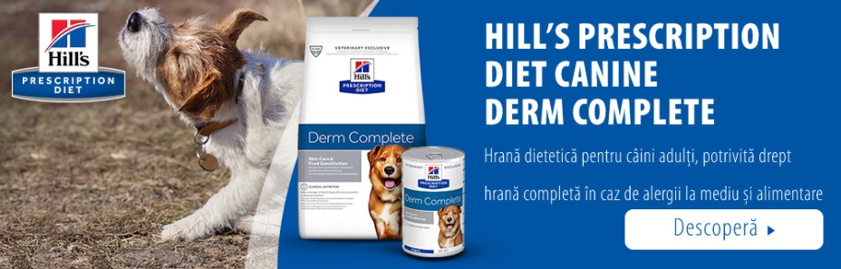 Hrană dietetică pentru câini adulți, potrivită drept hrană completă în caz de alergii la mediu și alimentare, acizi grași esențiali pentru sprijinirea barierei pielii, gust bun.