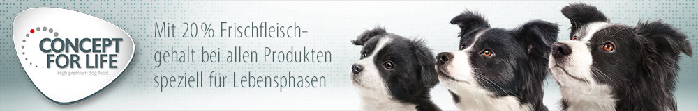 Mit 20 % Frischfleischgehalt bei allen Produkten speziell für Lebensphasen