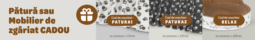 Pătură sau mobilier de zgâriat CADOU la comenzi ≥ 179 sau 229 lei. Cod voucher: PATURA1/PATURA2/RELAX
